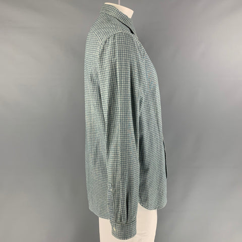 RRL par RALPH LAUREN Taille L Chemise à manches longues boutonnée en coton imprimé bleu