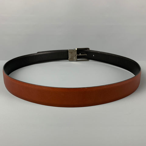 SALVATORE FERRAGAMO Size 40 Tan Black Two Tone Leather Reversible Belt