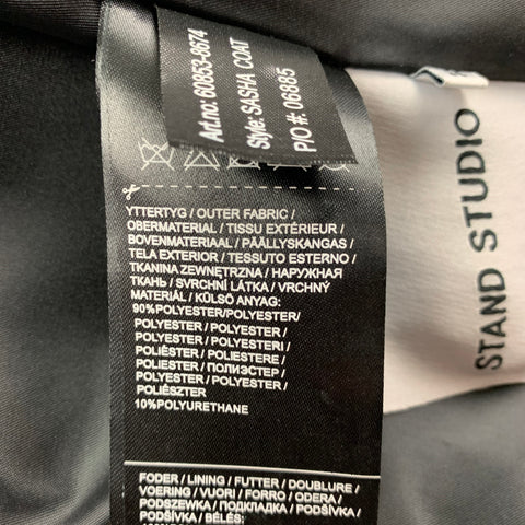 STAND STUDIO Talla M Abrigo con solapa de muesca con estampado de piel de serpiente en mezcla de poliéster gris y negro