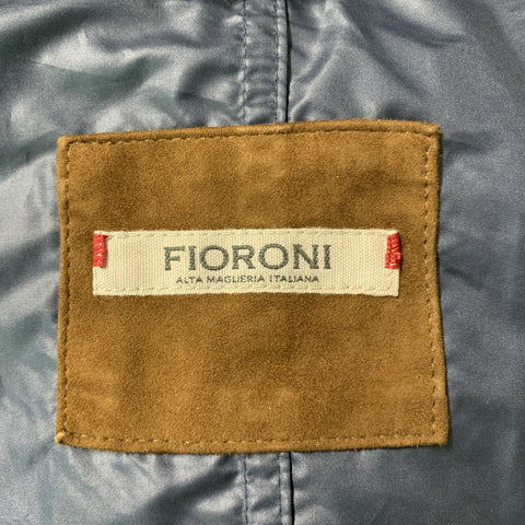 FIORONI Taille 40 Veste en laine mélangée charbon de bois tricotée avec fermeture éclair et boutons-pression