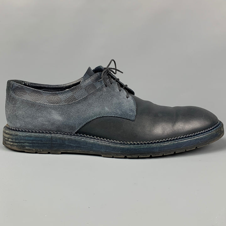 LOUIS VUITTON Size 10.5 Navy Blue Damier Leather Lace Up Shoes