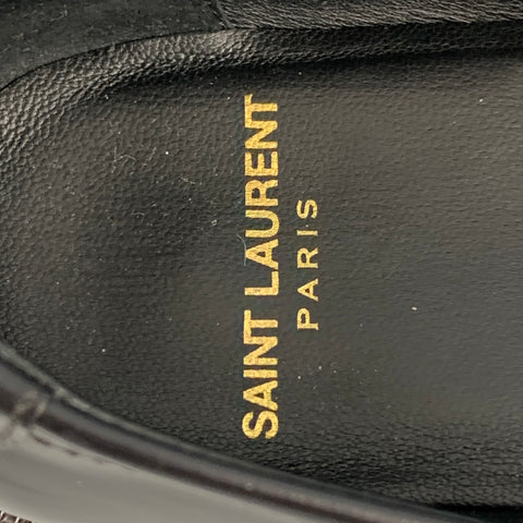 SAINT LAURENT Size 7 Black Leather Monogram Penny Loafers