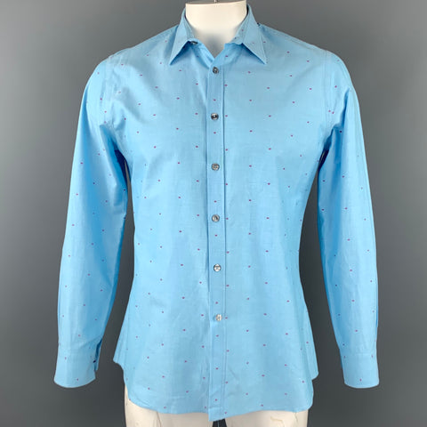 PAUL SMITH x BARNEYS NEW YORK Size L Light Blue Dots Cotton Button Up Long Sleeve Shirt
