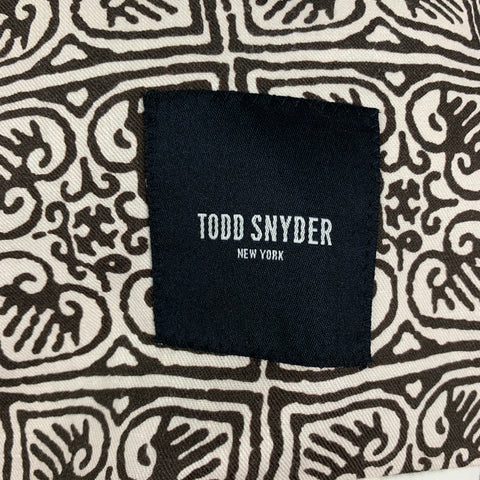 TODD SNYDER Size 38 Regular Beige Brown Print Cotton Linen Sport Coat