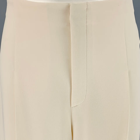 RALPH LAUREN COLLECTION Pantalon habillé à jambe large en soie crème taille 8