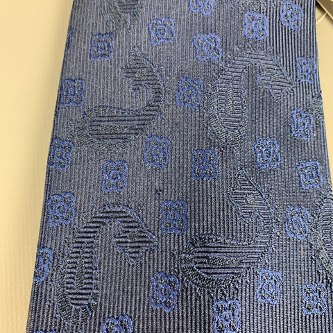 ETRO Navy Black Abstract Floral Silk Tie