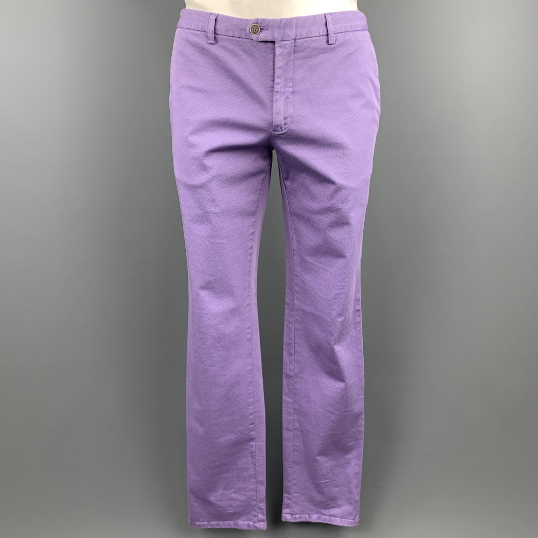 ETRO Size 34 x 34  Print Lavender Cotton Blend Zip Fly Casual Pants