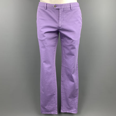 ETRO Taille 34 x 34 Pantalon décontracté en mélange de coton lavande imprimé avec braguette zippée