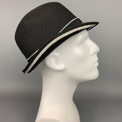 PANDAMERICA Black Raffia Fedora Hat