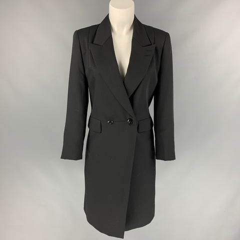 MATSUDA Size M Black Wool / Polyester Double Breasted Coat