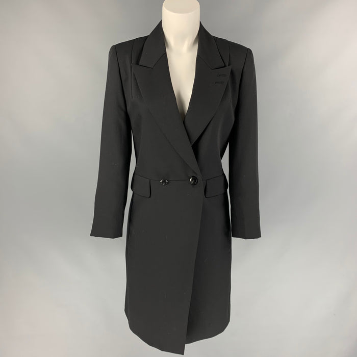 MATSUDA Taille M Manteau Double Boutonnage Laine/Polyester Noir