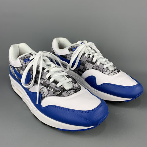 Zapatillas de deporte con cordones de cuero blanco y azul con estampado NIKE talla 11.5