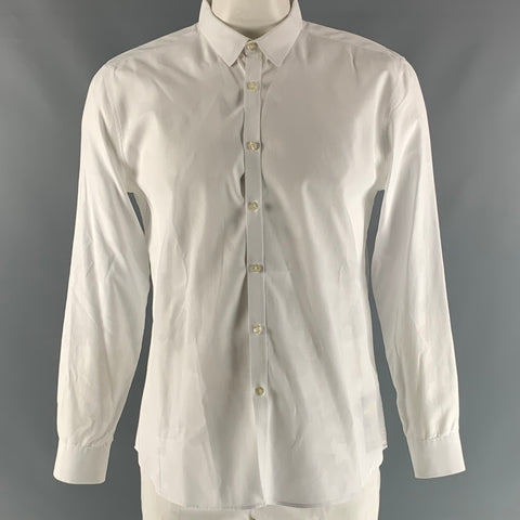 PAUL SMITH Camisa de manga larga con botones de algodón texturizado blanco talla XL