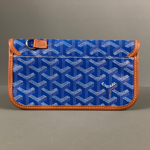 GOYARD Blue Tan Logo Coated Canvas Wallet
