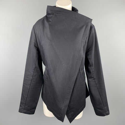 HARPUTS Size M Navy Cotton Asymmetrical SQUARE Jacket