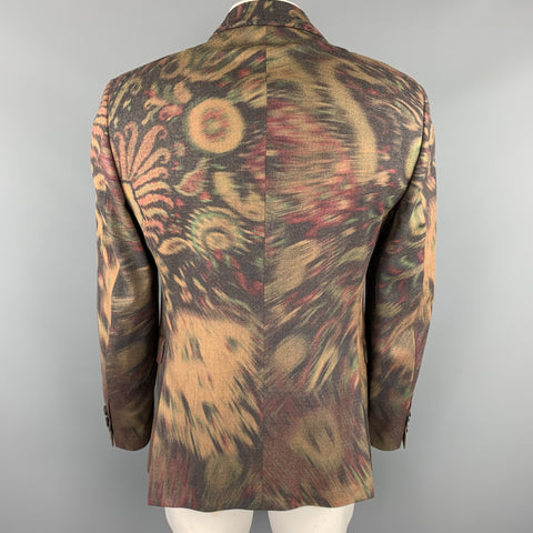ETRO Size 42 Beige Abstract Paisley Wool Blend Notch Lapel Sport Coat