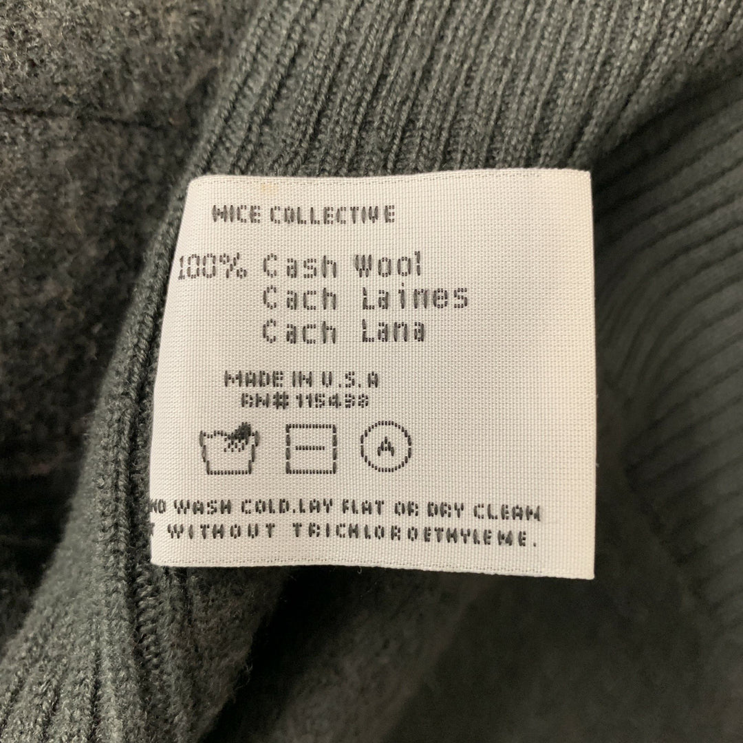 NICE COLLECTIVE Size XL Dark green Knit Wool Zip Up Cardigan