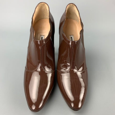 MANOLO BLAHNIK Talla 8.5 Botines de charol marrón
