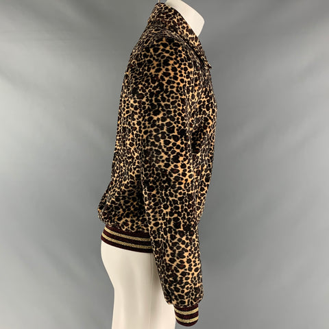 GARCONS INFIDELES Size M Black Tan Animal Print Snaps Jacket