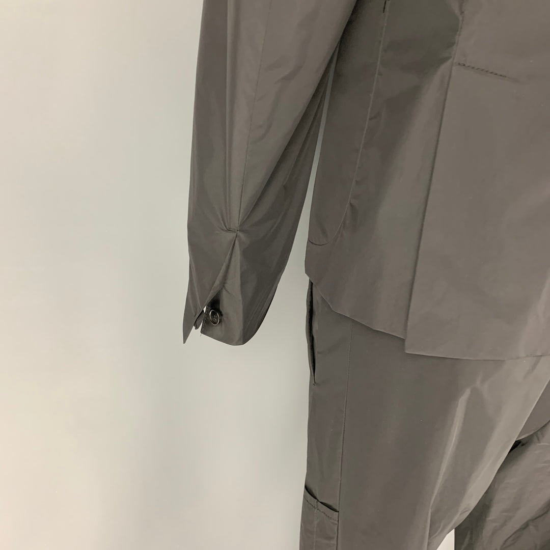 PRADA Size 42 Black Polyester Notch Lapel Suit