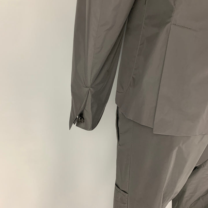 PRADA Size 42 Black Polyester Notch Lapel Suit