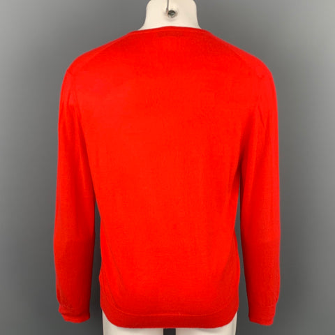 ERMENEGILDO ZEGNA Size M Red Cashmere V-Neck Pullover Sweater
