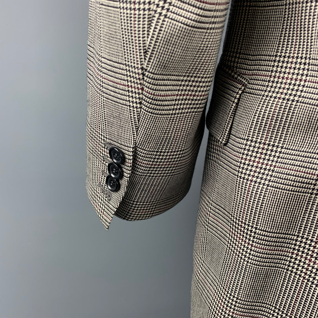 DOLCE & GABBANA Size 40 Regular Black & White Glenplaid Wool Notch Lapel Suit