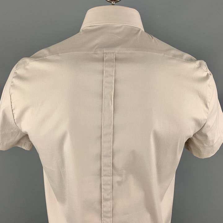 PATRIZIA PEPE Size L Ivory Cotton Blend Button Up Short Sleeve Shirt