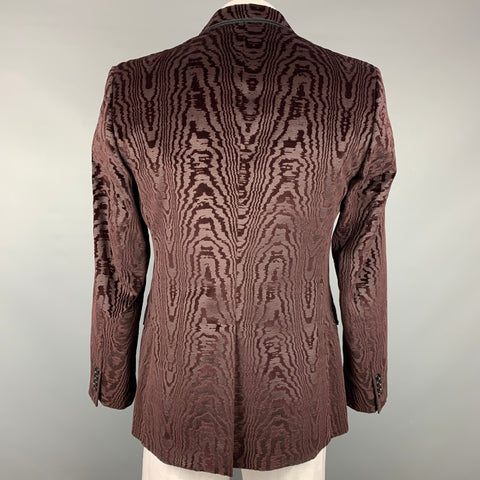 DOLCE & GABBANA Size 44 Regular Burgundy Jacquard Cotton / Silk Sport Coat
