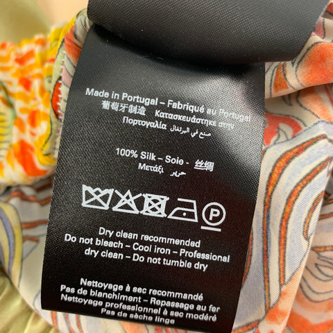 BLUEMARBLE Size S Multi-Color Print Silk Elastic Waistband Casual Pants