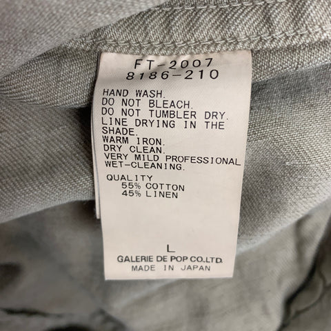 SAGE DE CRET Size L Khaki Cotton Linen Slim Fit Casual Pants