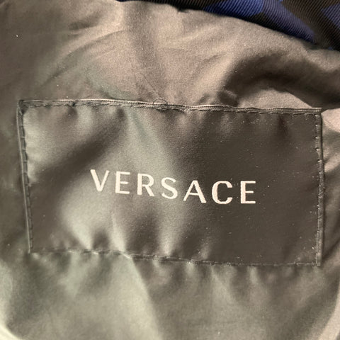 VERSACE  Size 36 Black Navy Logo Nylon Padded Jacket