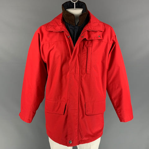 PAUL STUART Taille 40 Veste Double Polyester / Coton Rouge &amp; Marine