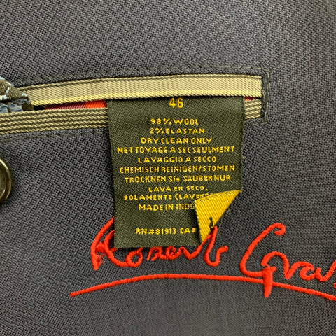 ROBERT GRAHAM Size 46 Navy Wool Single Breasted Sport Coat