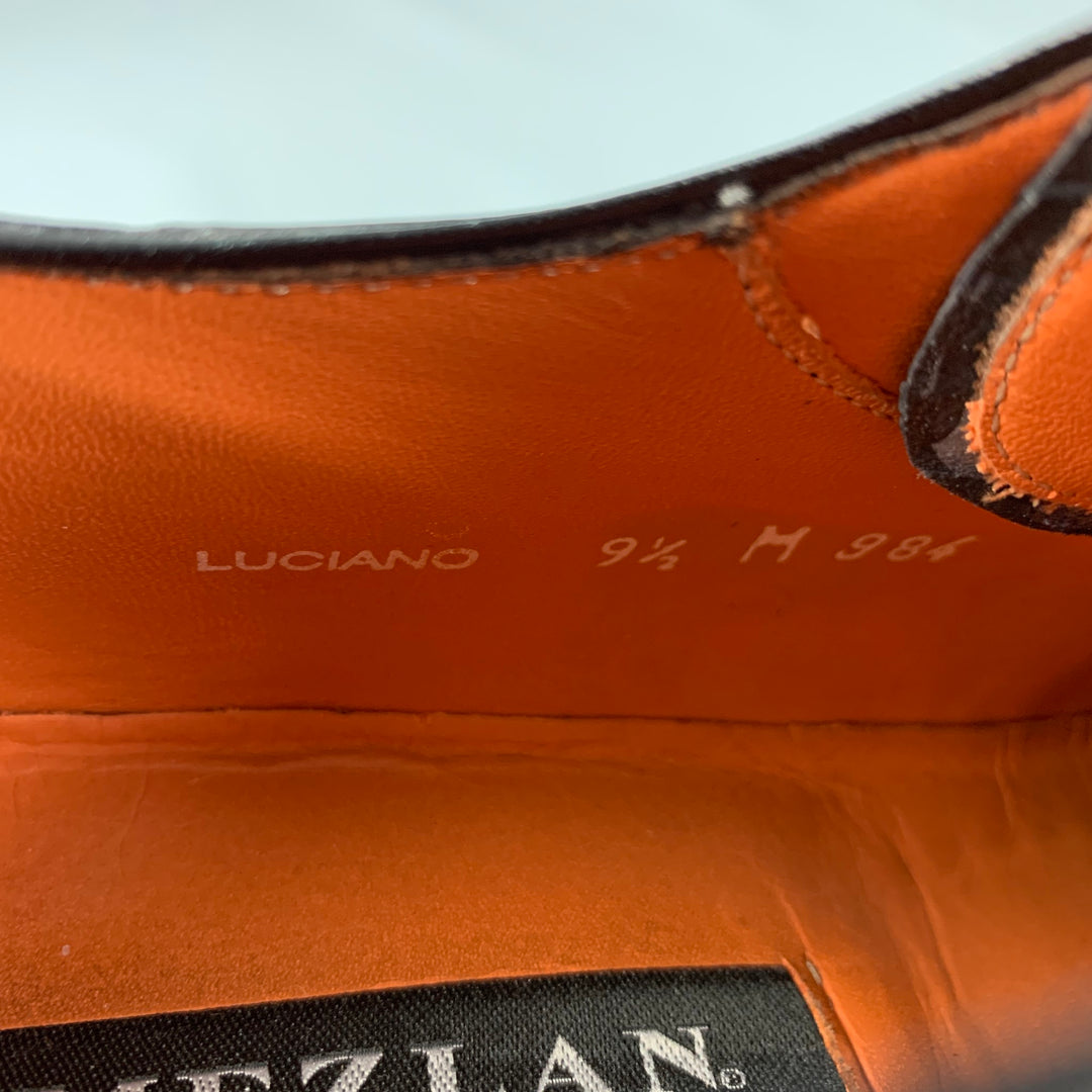 MEZLAN Taille 10.5 Chaussures à lacets en cuir texturé bleu