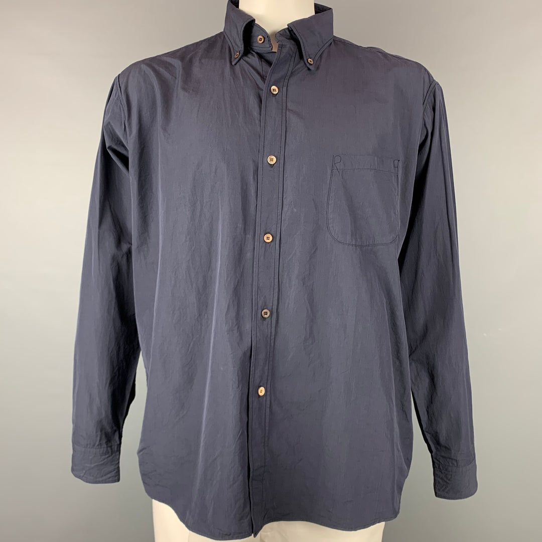 45rpm Size XL Indigo Cotton Button Down Long Sleeve Shirt