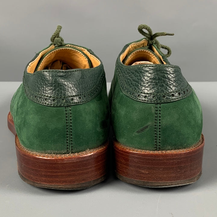 LOBB'S Zapatos con cordones y punta de ala de gamuza perforada verde talla 8