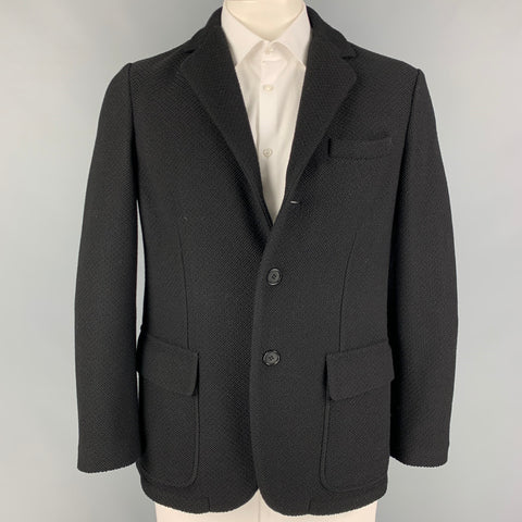 GIORGIO ARMANI Size 42 Black Woven Wool Polyester Sport Coat