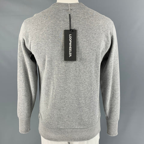 LOOPWHEELER Size L Grey Solid Cotton Crew-Neck Sweatshirt