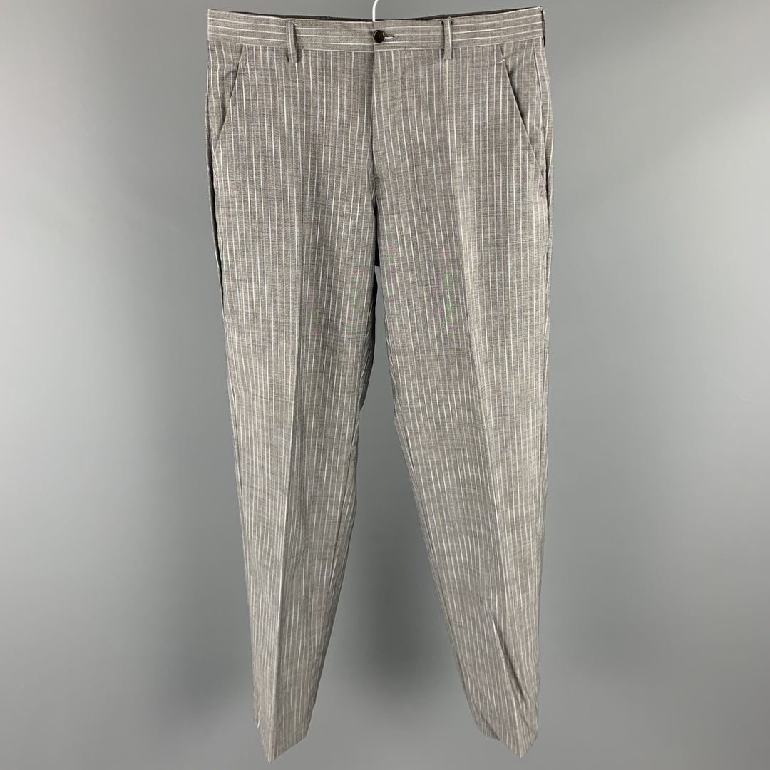 ETRO Size 38 Regular Gray Stripe Wool / Mohair Notch Lapel Suit