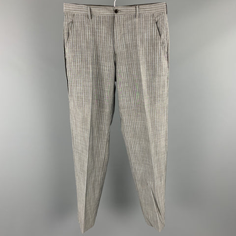 ETRO Talla 38 Traje regular de solapa de muesca de lana / mohair a rayas grises