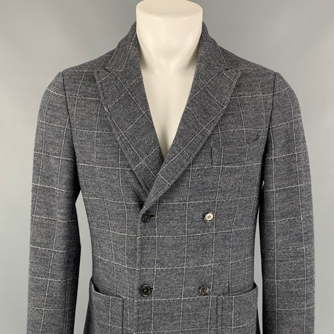 PORTS 1961 Chaqueta cruzada de mezcla de lana con paneles de ventana gris y crema talla S