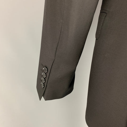 BURBERRY LONDON Size 40 Black Virgin Wool Single Breasted Suit