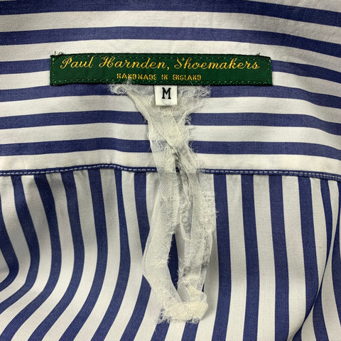 PAUL HARNDEN Size M Blue & White Stripe Cotton Pointed Collar Long Sleeve Shirt