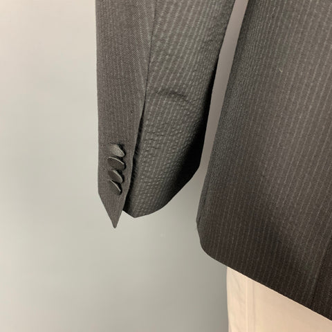 DOLCE &amp; GABBANA Taille 44 Manteau de sport en mélange de polyester à fines rayures noir et gris régulier