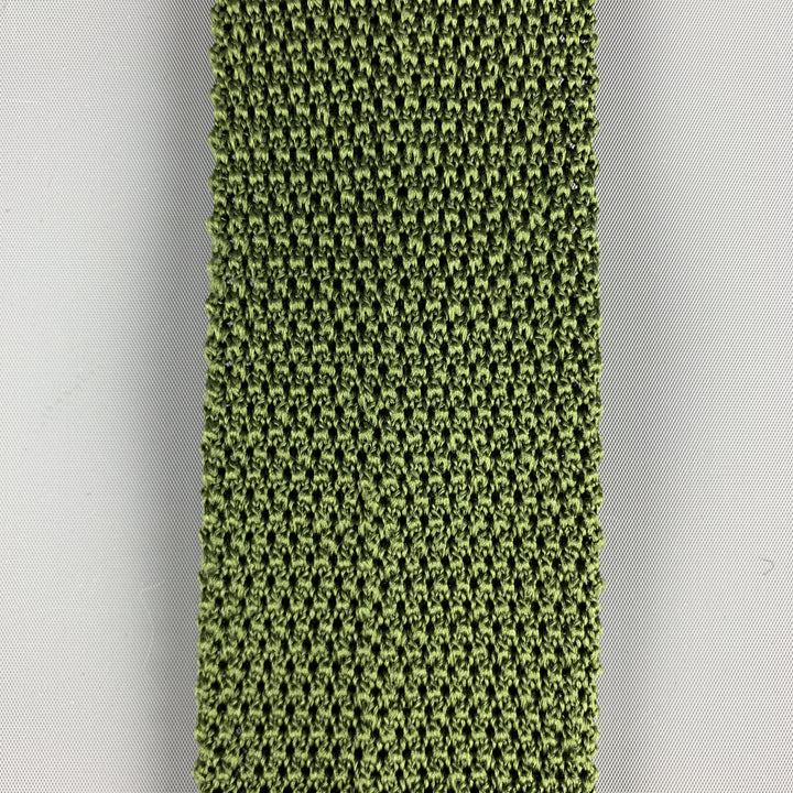 CHARVET Cravate tricotée en soie olive
