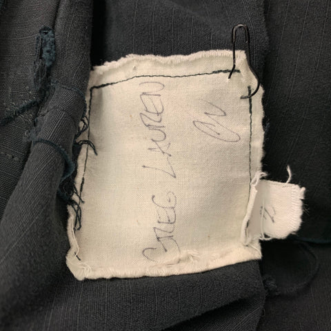 GREG LAUREN Size 36 Black Distressed Open Front Jungle Shirt Jacket