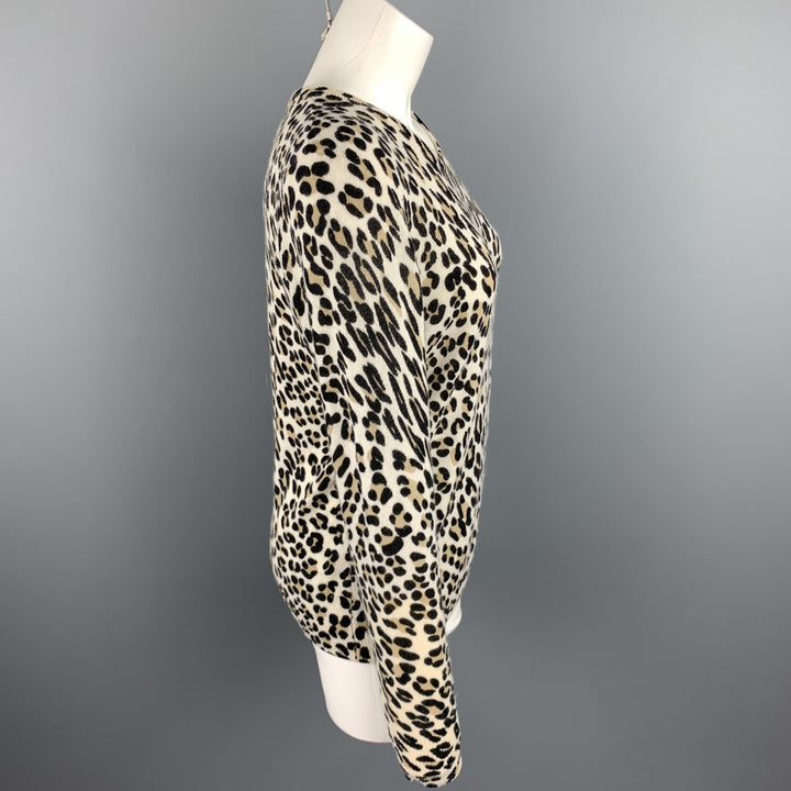 EQUIPMENT Size M Black / Beige Leopard Print Cashmere Pullover