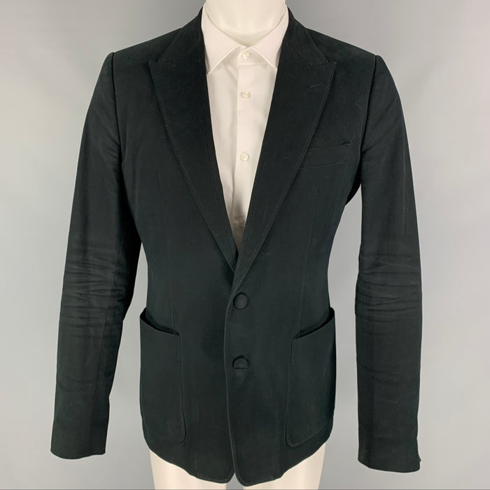 DOLCE &amp; GABBANA Talla 40 Abrigo deportivo con solapa de pico de algodón negro