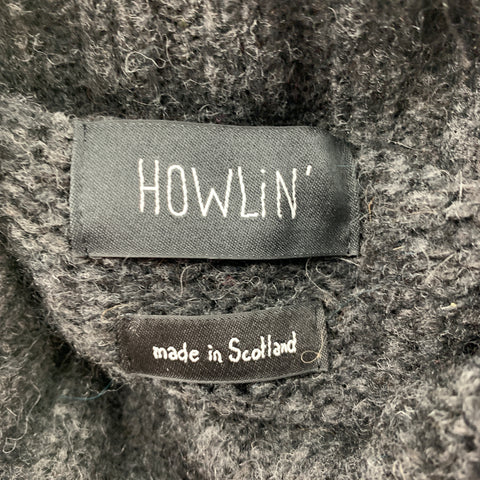 HOWLIN Size L Charcoal Knitted Alpaca Blend Turtleneck Sweater
